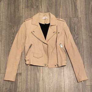 IRO - Cream Lamb Leather Moto Jacket - Size 34
